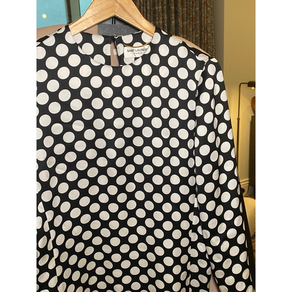 Saint Laurent Silk Polka Dot Mini Dress EU 40 US 8 Like New YSL authentic - Picture 9 of 12